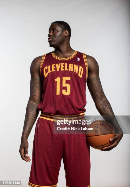 Anthony Bennett of the Cleveland Cavaliers poses for a portrait during the 2013 NBA rookie photo shoot at the MSG Training Center on August 6, 2013...