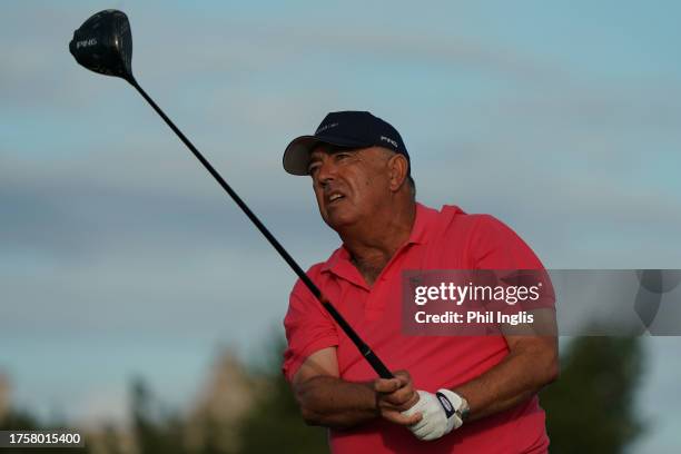 Jose Manuel Carriles of Spain in action during Day One of the Sergio Melpignano Senior Italian Open at San Domenico Golf on October 26, 2023 in...