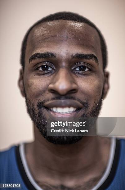 Shabazz Muhammad of the Minnesota Timberwolves poses for a portrait during the 2013 NBA rookie photo shoot at the MSG Training Center on August 6,...