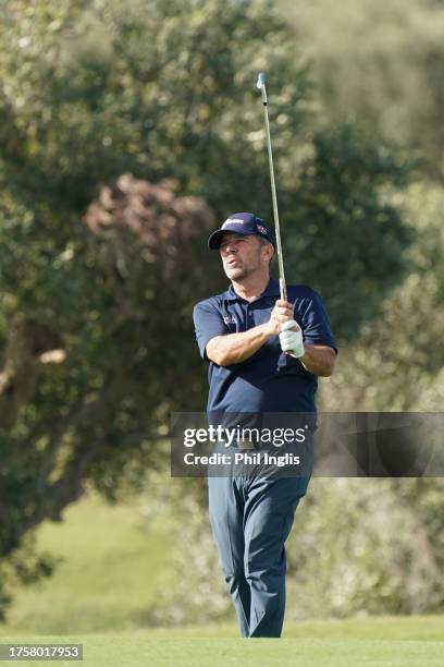 Malcolm Mackenzie of England in action during Day One of the Sergio Melpignano Senior Italian Open at San Domenico Golf on October 26, 2023 in...