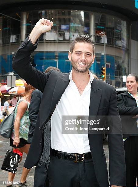 Josh Flagg rings the closing bell at the NASDAQ MarketSite on August 8, 2013 in New York City.