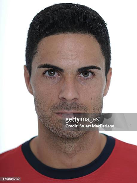 Mikel Arteta of Arsenal poses during the first team photocall at Emirates Stadium on August 08, 2013 in London, England.
