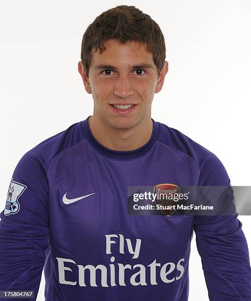 Damian Martinez of Arsenal poses during the first team photocall at Emirates Stadium on August 08, 2013 in London, England.