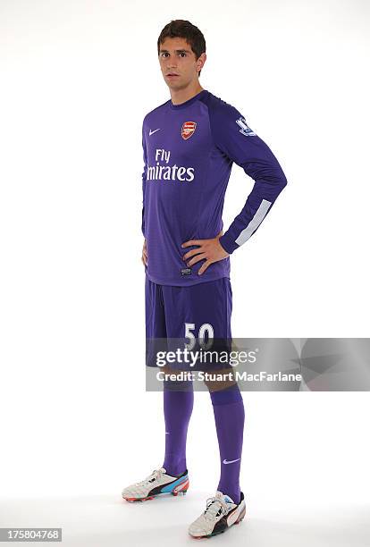 Damian Martinez of Arsenal poses during the first team photocall at Emirates Stadium on August 08, 2013 in London, England.