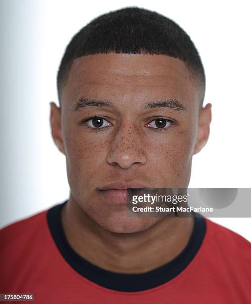 Alex Oxlade-Chamberlain of Arsenal poses during the first team photocall at Emirates Stadium on August 08, 2013 in London, England.