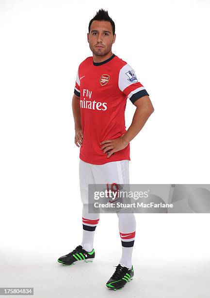 Santi Cazorla of Arsenal poses during the first team photocall at Emirates Stadium on August 08, 2013 in London, England.