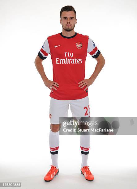 Carl Jenkinson of Arsenal poses during the first team photocall at Emirates Stadium on August 08, 2013 in London, England.
