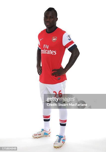 Emmanuel Frimpong of Arsenal poses during the first team photocall at Emirates Stadium on August 08, 2013 in London, England.