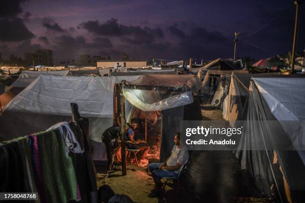 Palestinian families take shelter in United Nations Relief and Works Agency refugee camp located in Khan Yunis, Gaza on November 01, 2023.