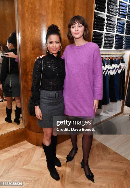 Gugu Mbatha-Raw and Emma Appleton attend a VIP cocktail event celebrating the opening of Sezane's new store on November 1, 2023 in London, England.