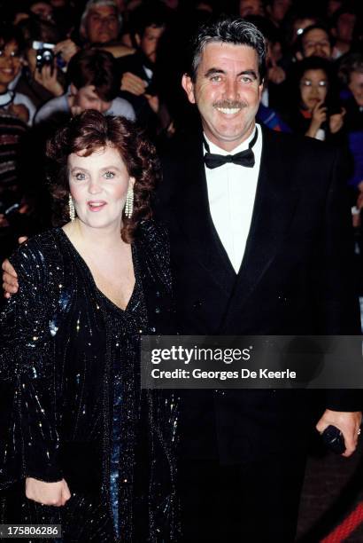 Actress Pauline Collins and her husband John Alderton attend the premiere of 'Shirley Valentine' at the Empire cinema on October 11, 1989 in London,...