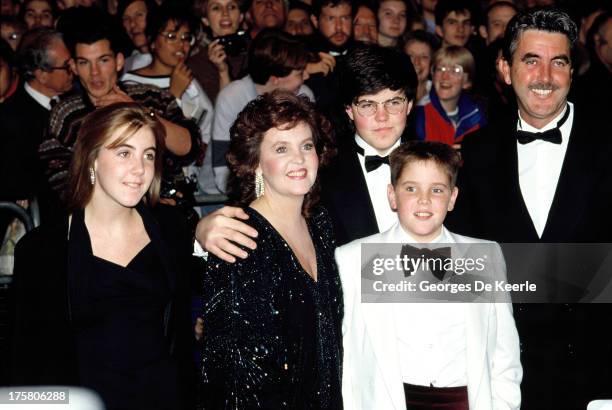 Actress Pauline Collins, her husband John Alderton and their children Kate , Nicholas and Richard attend the premiere of 'Shirley Valentine' at the...