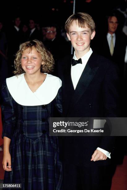 Young actors Helen Pearce and Max Rennie attend the premiere of 'When the Whales Came' in September 7, 1989 in London, England.