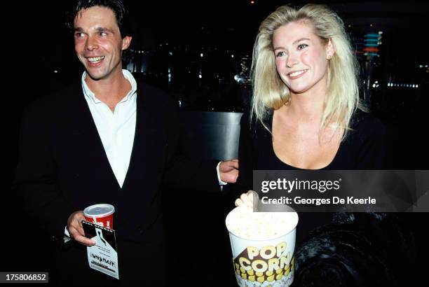 Alison Doody and her boyfriend Mark attend the premiere of 'Shadow Makers' aka 'Fat Man and Little Boy', directed by Roland Joffe and starring Paul...