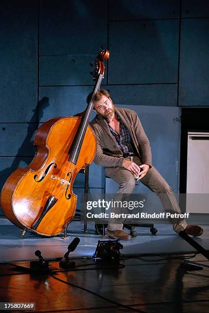 Actor Clovis Cornillac performs in "La Contrebasse" play at 29th Ramatuelle Festival : Day 9 on August 8, 2013 in Ramatuelle, France.