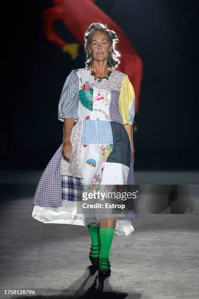 Model walks the runway at the Outsiders Division at Spring/Summer 2024 fashion show during the 080 Barcelona Fashion Week at Recinte Modernista de...