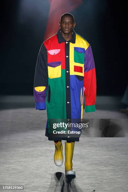 Model walks the runway at the Outsiders Division at Spring/Summer 2024 fashion show during the 080 Barcelona Fashion Week at Recinte Modernista de...