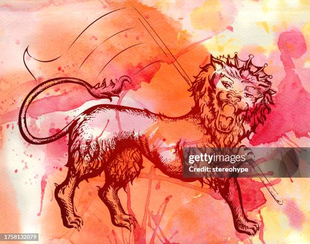 defending lion - gritty background texture stock illustrations