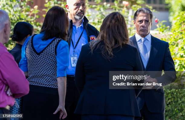 Van Nuys, CA Superintendent of Los Angeles Unified School District Alberto Carvalho, right, listens during a briefing with staff and law enforcement...