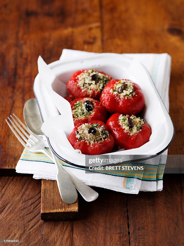 Stuffed red capisicum peppers