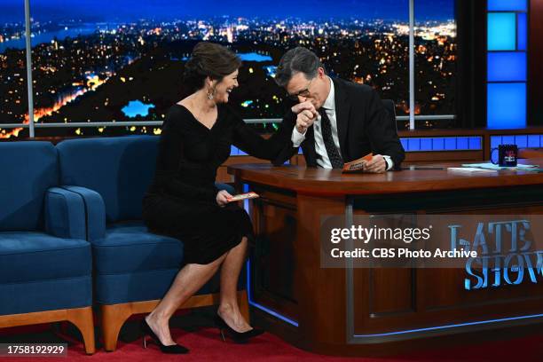 The Late Show with Stephen Colbert and guest Evie Colbert during Tuesday's October 31, 2023 online premiere.