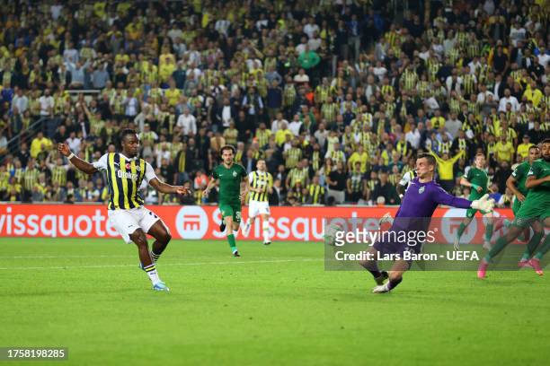 Michy Batshuayi of Fenerbahce scores the team's first goal during the UEFA Europa Conference League 2023/24 match between Fenerbahce SK and PFC...