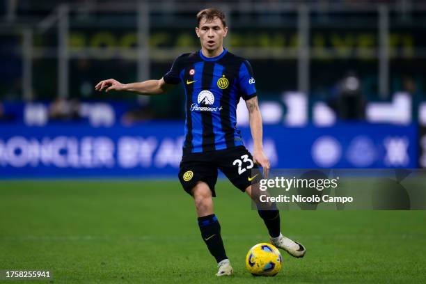 Nicolo Barella of FC Internazionale in action during the Serie A football match between FC Internazionale and AS Roma. FC Internazionale won 1-0 over...