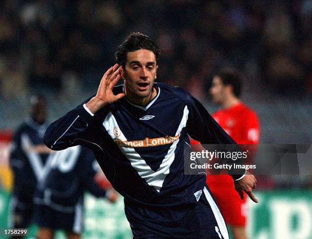 Luca Toni of Brescia celebrates after scoring during the Serie A match between Piacenza and Brescia, played at the Garilli stadium, Piacenza, Italy...
