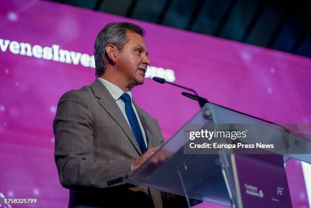 The Acting Minister of Health, Jose Miñones, speaks during the VII Young Researchers Awards ceremony, at the Espacio Larra, on 26 October, 2023 in...