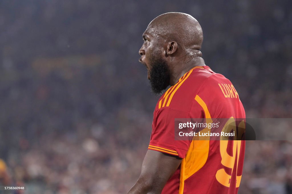 AS Roma player Romelu Lukaku celebrates during the UEFA Europa League