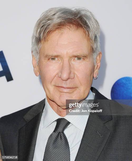 Actor Harrison Ford arrives at the Los Angeles Premiere "Paranoia" at DGA Theater on August 8, 2013 in Los Angeles, California.