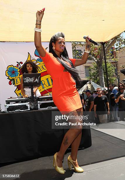 Recording Artist Kelis performs at the 4th annual Kiehl's LifeRide for amfAR at The Grove on August 8, 2013 in Los Angeles, California.