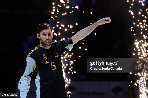 Rudy Fernandez of Real Madrid during the team presentation during the Turkish Airlines EuroLeague match between Real Madrid and FC Barcelona at...