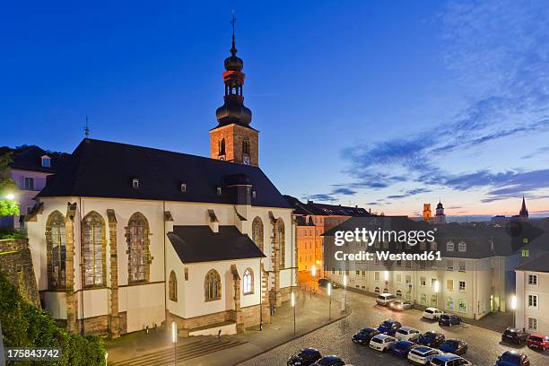 germany, saarland, view of castle and church - saarland stock pictures, royalty-free photos & images