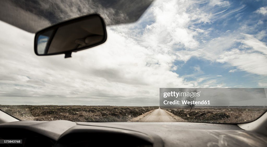 Portugal, View of road through car windscreen