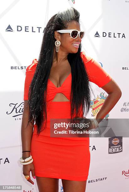 Kelis attends the 4th annual Kiehl's LifeRide for amfAR at The Grove on August 8, 2013 in Los Angeles, California.