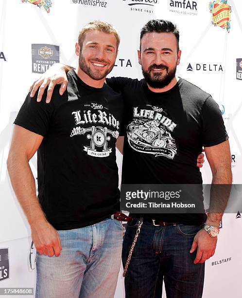 Ben Cohen and Chris Salgardo attend the 4th annual Kiehl's LifeRide for amfAR at The Grove on August 8, 2013 in Los Angeles, California.