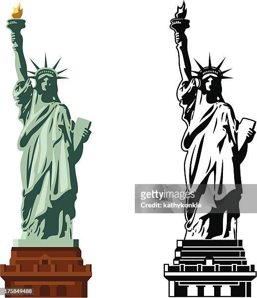 statue von liberty in farbe und b & w - freedom stock-grafiken, -clipart, -cartoons und -symbole