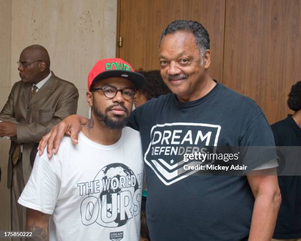 Dream Defenders Executive Director Phillip Agnew poses with Rev. Jesse Jackson at the Florida Capitol.