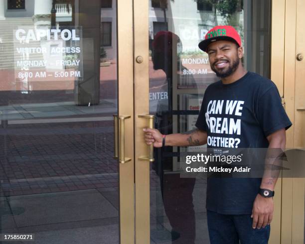 Dream Defenders Executive Director Phillip Agnew poses at the Florida Capitol.