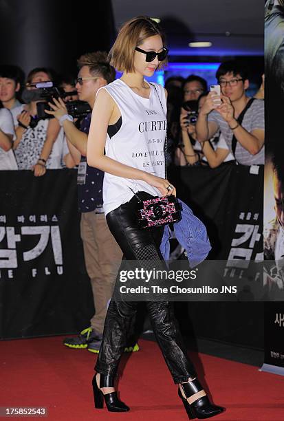 Koh Joon-Hee attends the 'The Flu' VIP press screening at Wangsimni CGV on August 7, 2013 in Seoul, South Korea.