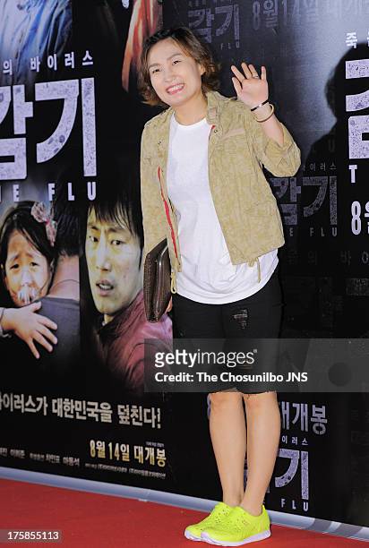 Park Kyung-Lim attends the 'The Flu' VIP press screening at Wangsimni CGV on August 7, 2013 in Seoul, South Korea.