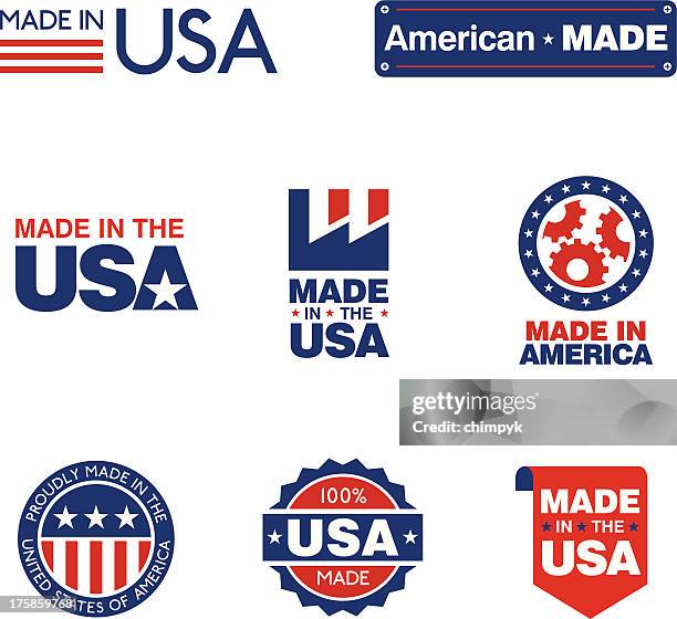 made in usa etiketten - amerikanische kontinente und regionen stock-grafiken, -clipart, -cartoons und -symbole