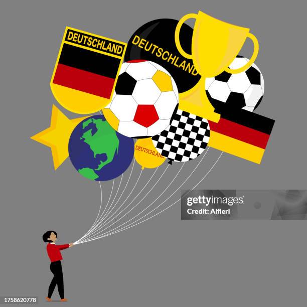 deutschland fußball ballons - deutschland fans stock-grafiken, -clipart, -cartoons und -symbole