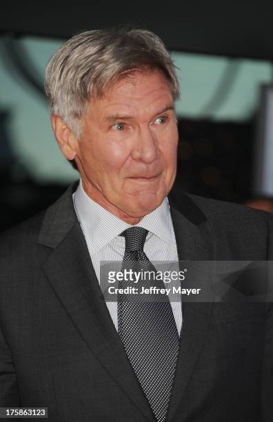 Actor Harrison Ford arrives at the 'Paranoia' - Los Angeles Premiere at DGA Theater on August 8, 2013 in Los Angeles, California.