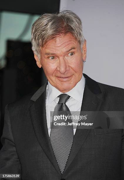 Actor Harrison Ford arrives at the 'Paranoia' - Los Angeles Premiere at DGA Theater on August 8, 2013 in Los Angeles, California.