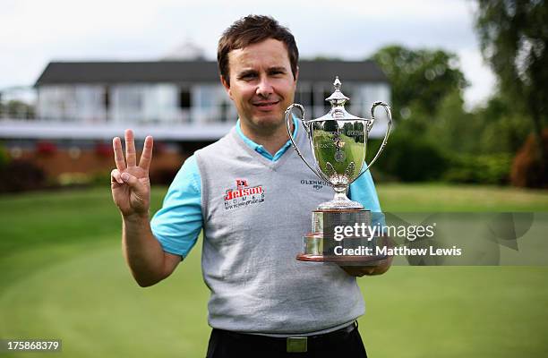 Matthew Cort of Rothley Park Golf Club pictured after winning the Powerade PGA Assistants' Championship at Coventry Golf Club on August 9, 2013 in...