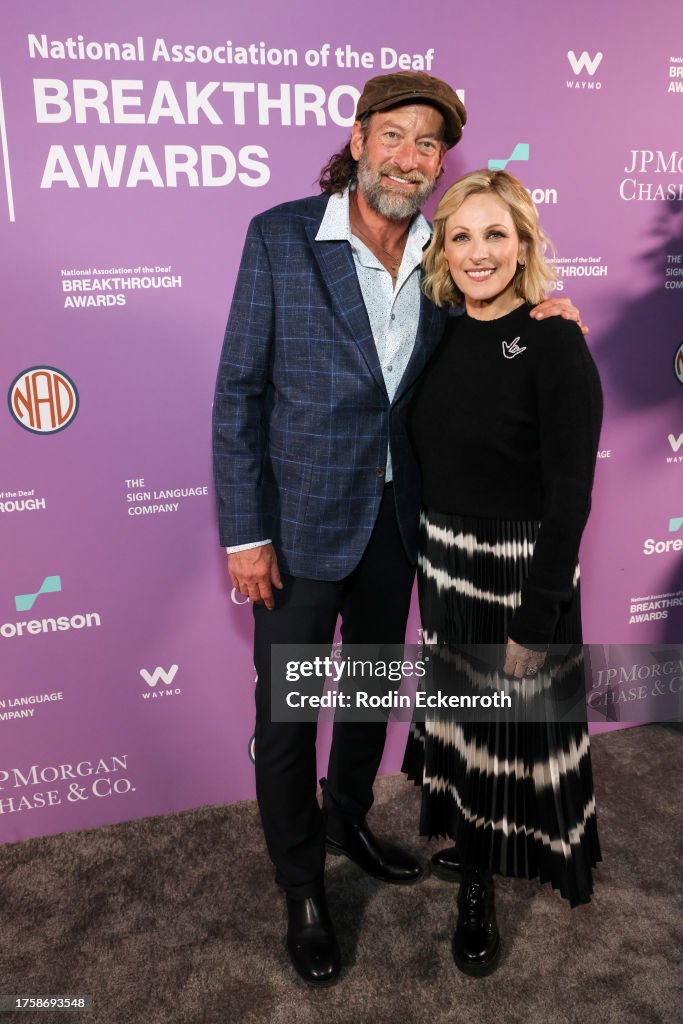 Troy Kotsur and Marlee Matlin attend the 2023 NAD Breakthrough Awards