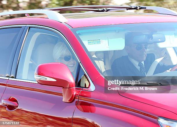 Lynn Bynes and Rick Bynes, Amanda Bynes' parents, depart after a hearing which granted them temporary conservatorship and extended Bynes hospital...