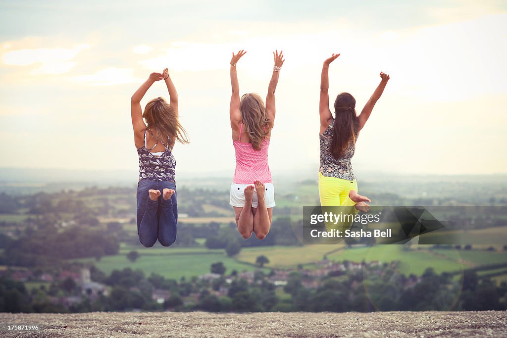 Girls jumping